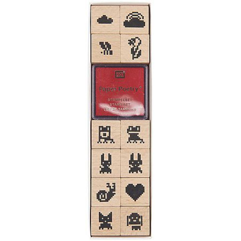 Rico Design, Stamps, Art & School, Rubberstamp, Set, Pixels, 866326